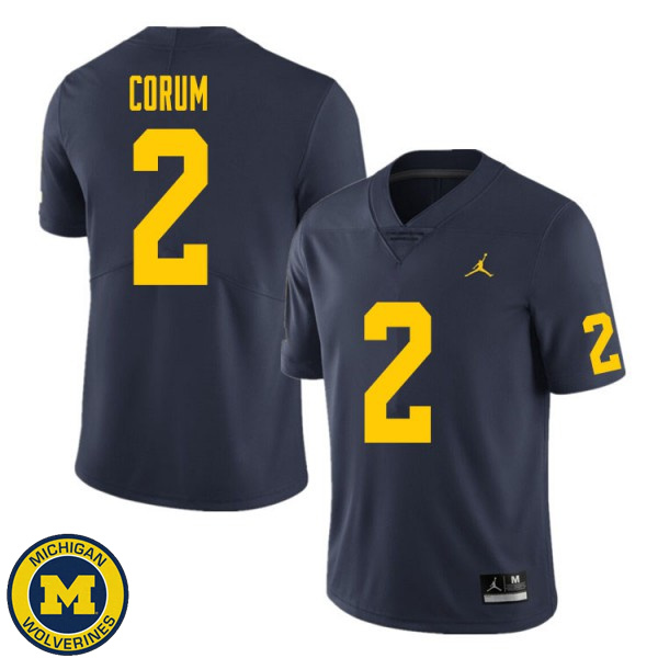 Men University of Michigan #2 Blake Corum Navy Alumni Jersey